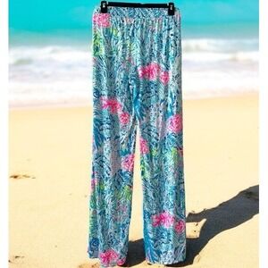 Lilly Pulitzer Sink Or Swim‎ palazzo pants size Small Wide leg Pull On Elastic S